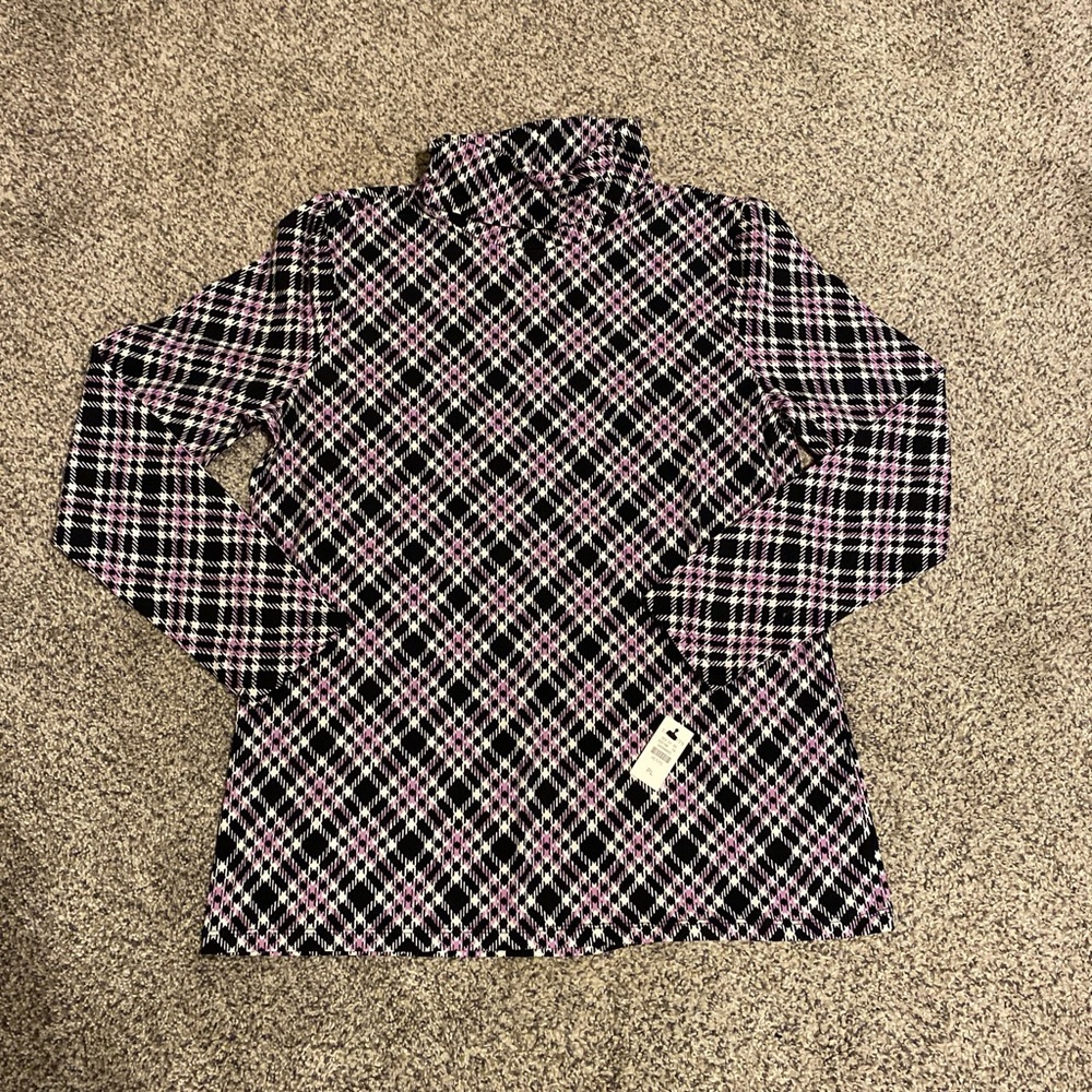 Talbots Black and Pink Abstract Turtleneck NWT